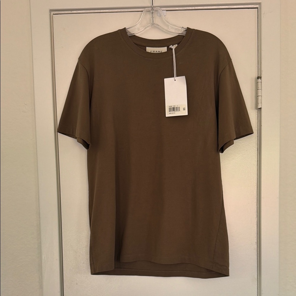NWT Frame Men's Crew Neck T-Shirt in Olive Brown